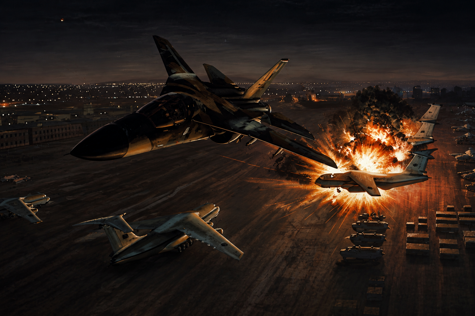 F-111 strike over a Libyan airfield at night, Operation El Dorado Canyon